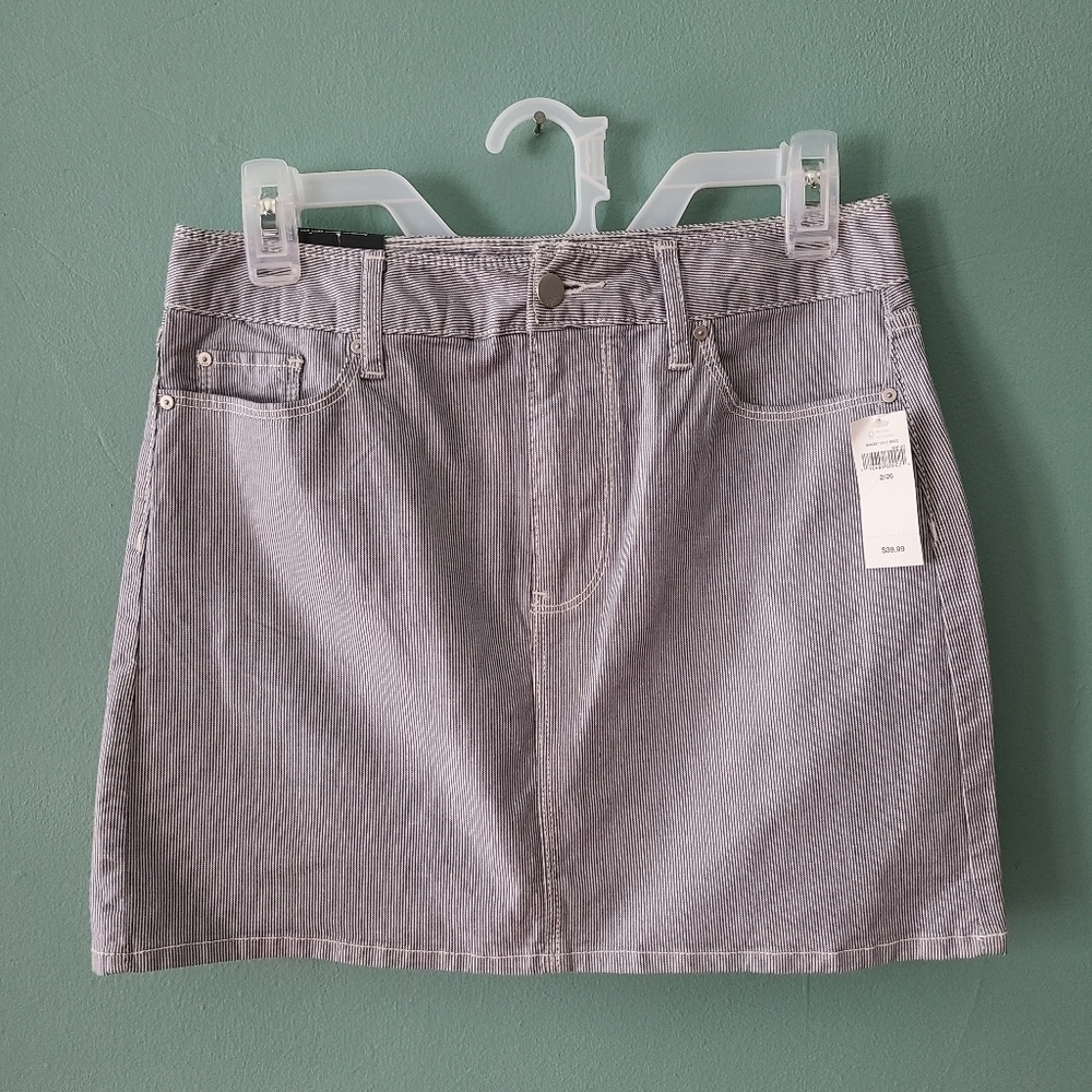 Gap Blue Pinstripe Mini Skirt Size 2 - Picture 1 of 9